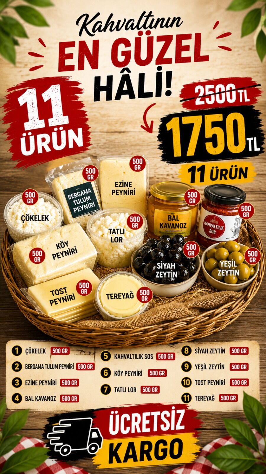 1 AYLIK KAHVALTI PAKETİ
